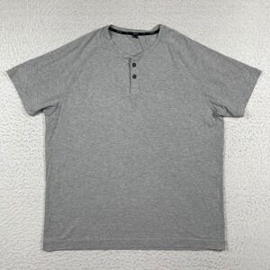 Public Rec Henley Shirt Mens XXL Gray Short Sleeve Pima‎ Cotton Stretch Raglan